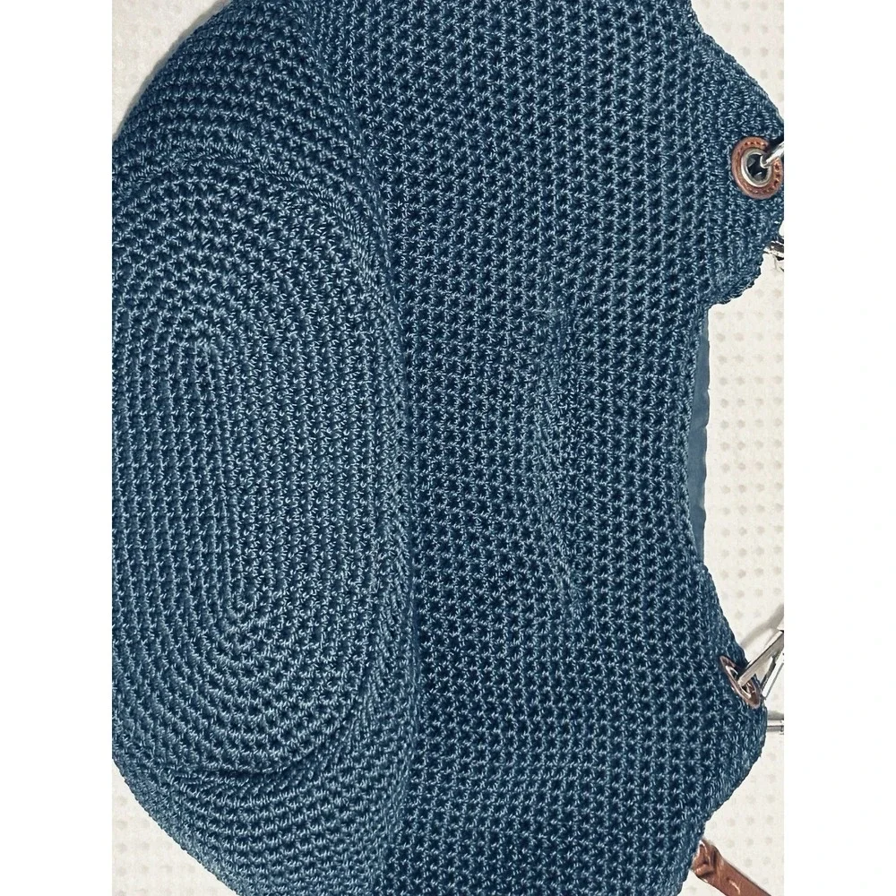 THE SAK Indio Navy Blue Crochet Shoulder Bag Hobo Bucket Nautical Beachy Cruise